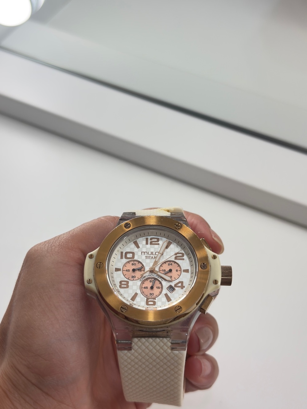 Mulco White and Rose Gold Sport Chronograph Watch